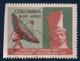 Estampilla conmemorativa de la estación de comunicaciones vía satélite de Telecom, 1970.